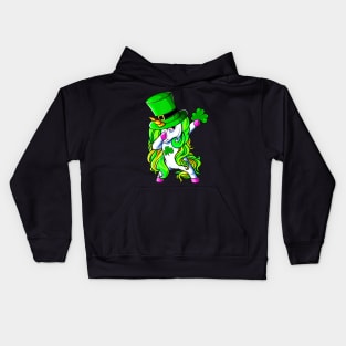 Dabbing Unicorn St Patricks Day Shamrock Kids Hoodie